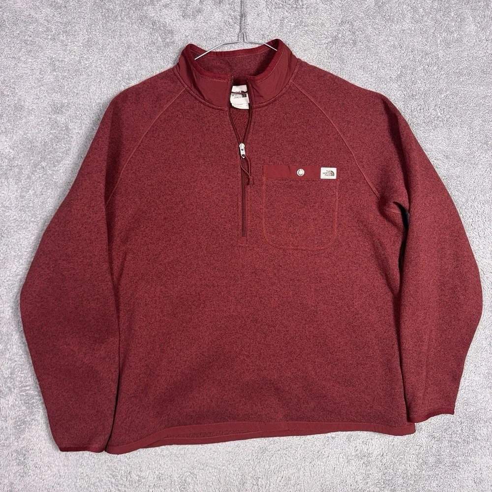 The North Face Gordon Lyons Mens XL 1/4 Zip Fleece Pullover Jacket Red